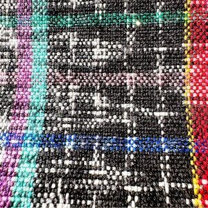 Guatemalan Maya Jaspe Indigo Ikat Plaid Textile –Handwoven Full Panel 36” x 224”